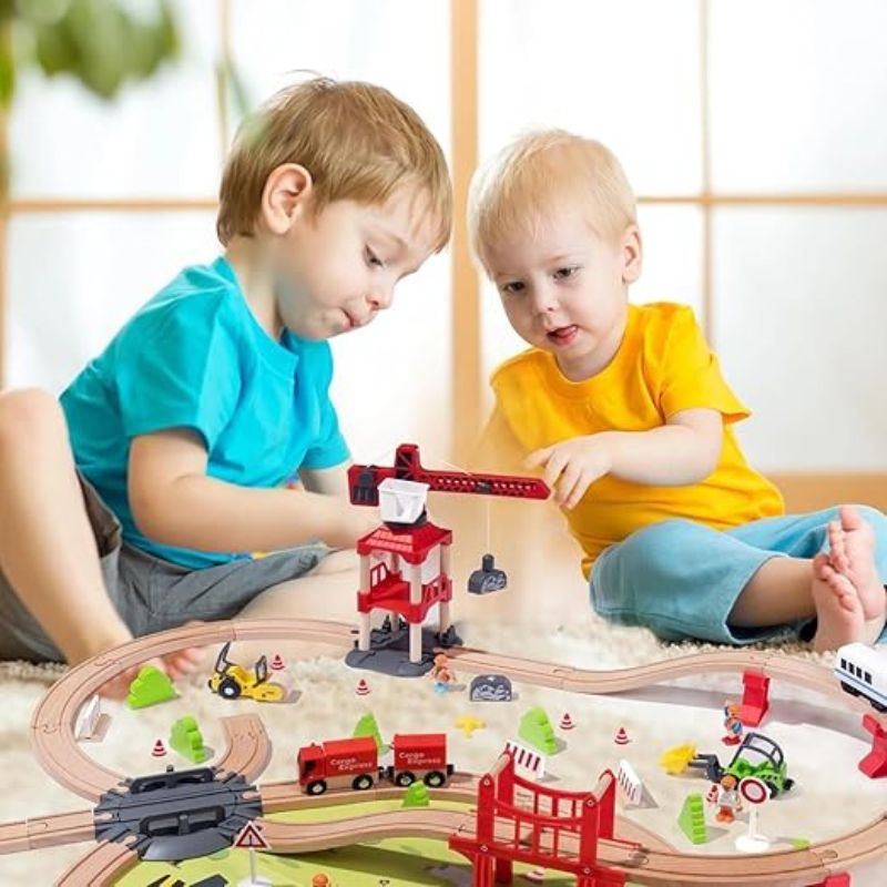 Wooden Train Track Set for Kids
