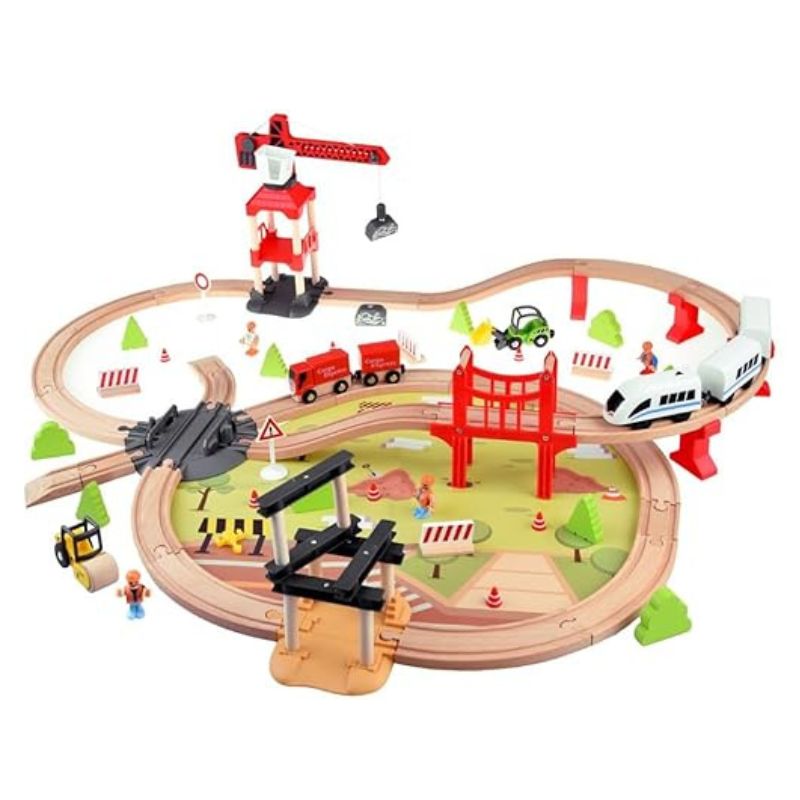 Wooden Train Track Set for Kids