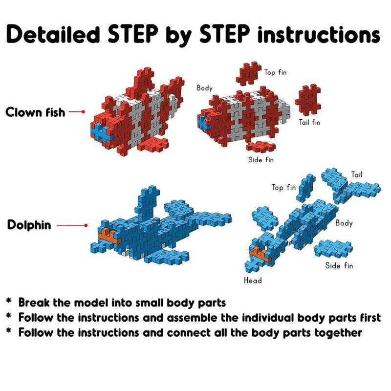 Fixi Bricks Aqua Tube 1  Dolphin & Clown Fish (Pack Of 12)