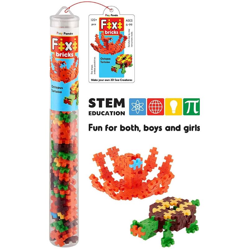 Fixi Bricks Aqua Tube 2  Tortoise & Octopus (Pack Of 12)