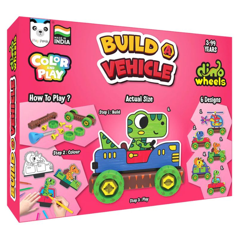 Build A vehicle Colour & Play Dino Wheels (Pack Of 6)