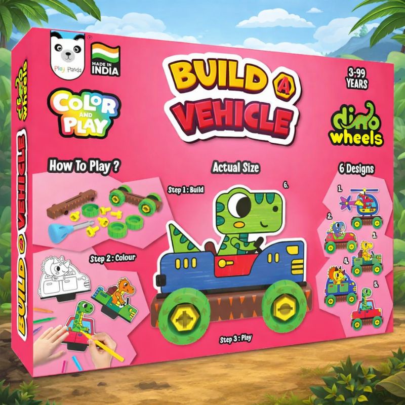 Build A vehicle Colour & Play Dino Wheels (Pack Of 6)