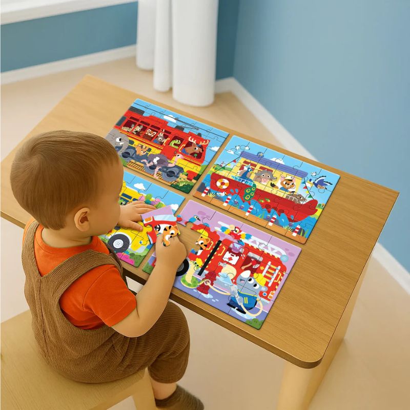 4 in a Box Trasportation Puzzle Set