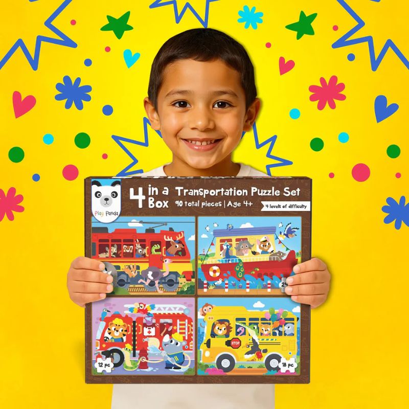 4 in a Box Trasportation Puzzle Set